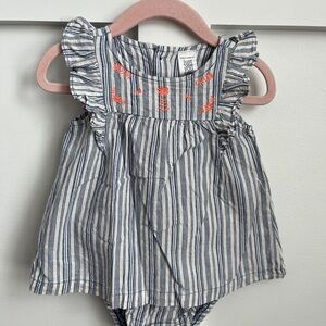 Carter's Baby Girl Striped Romper Ruffle Embroidered 9M